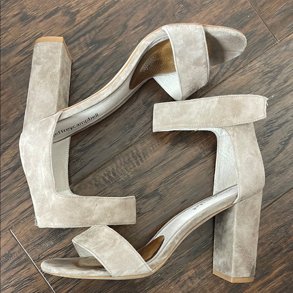 Jeffrey Campbell Tan Heeled Sandals Modern Block Design